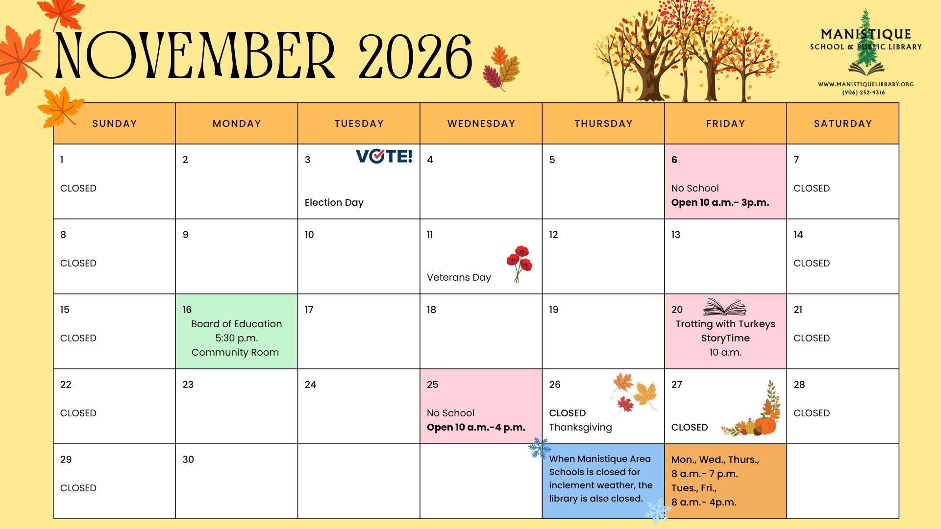 November 2026 Monthly Calendar